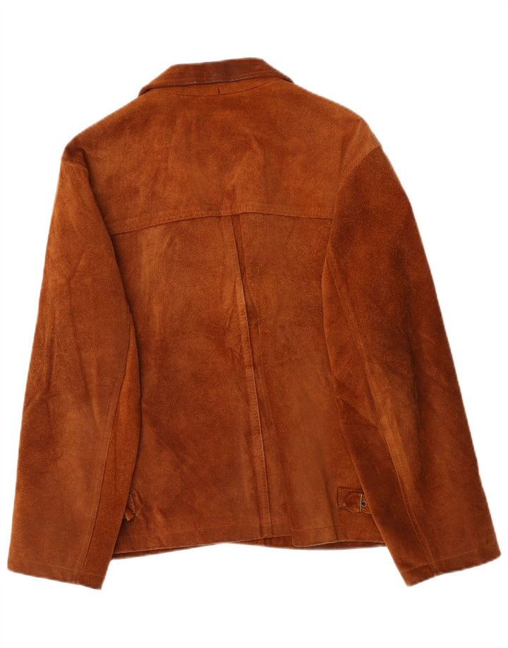 Vintage Womens Suede Jacket EU 48 2XL Brown Leather