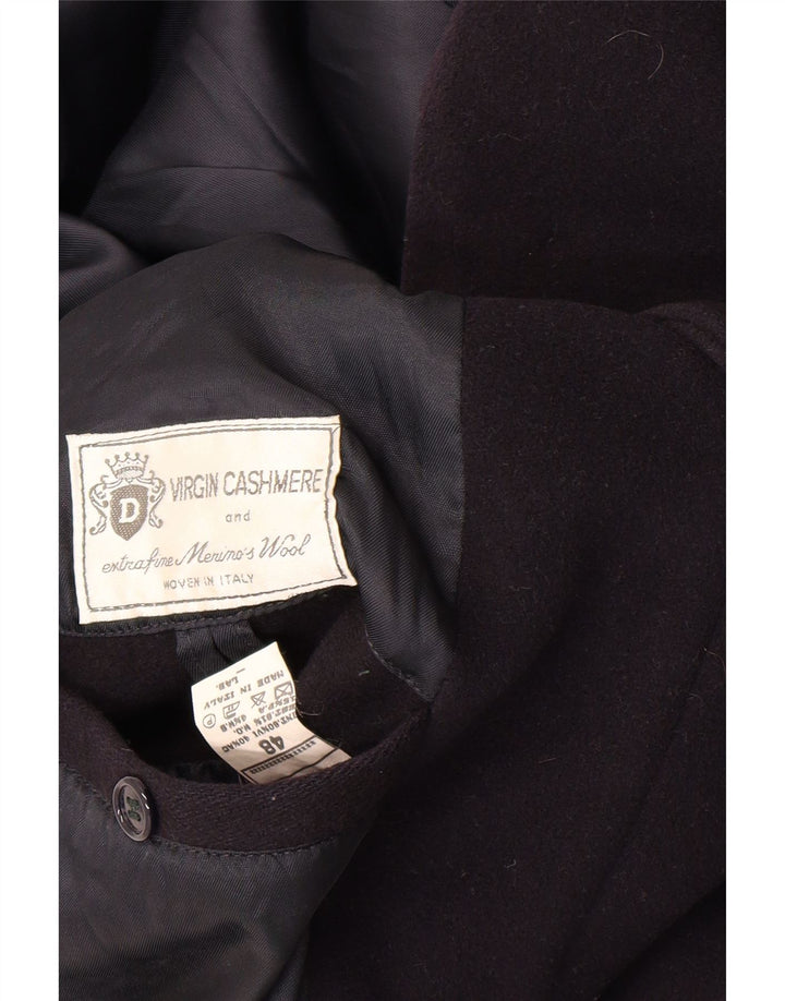 Vintage Mens Overcoat IT 48 Medium Navy Blue Virgin Wool