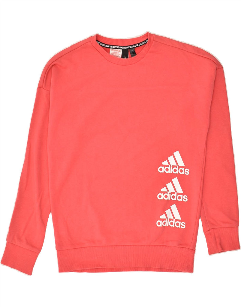 ADIDAS Girls Graphic Sweatshirt Jumper 13-14 Years Pink Cotton | Vintage Adidas | Thrift | Second-Hand Adidas | Used Clothing | Messina Hembry 