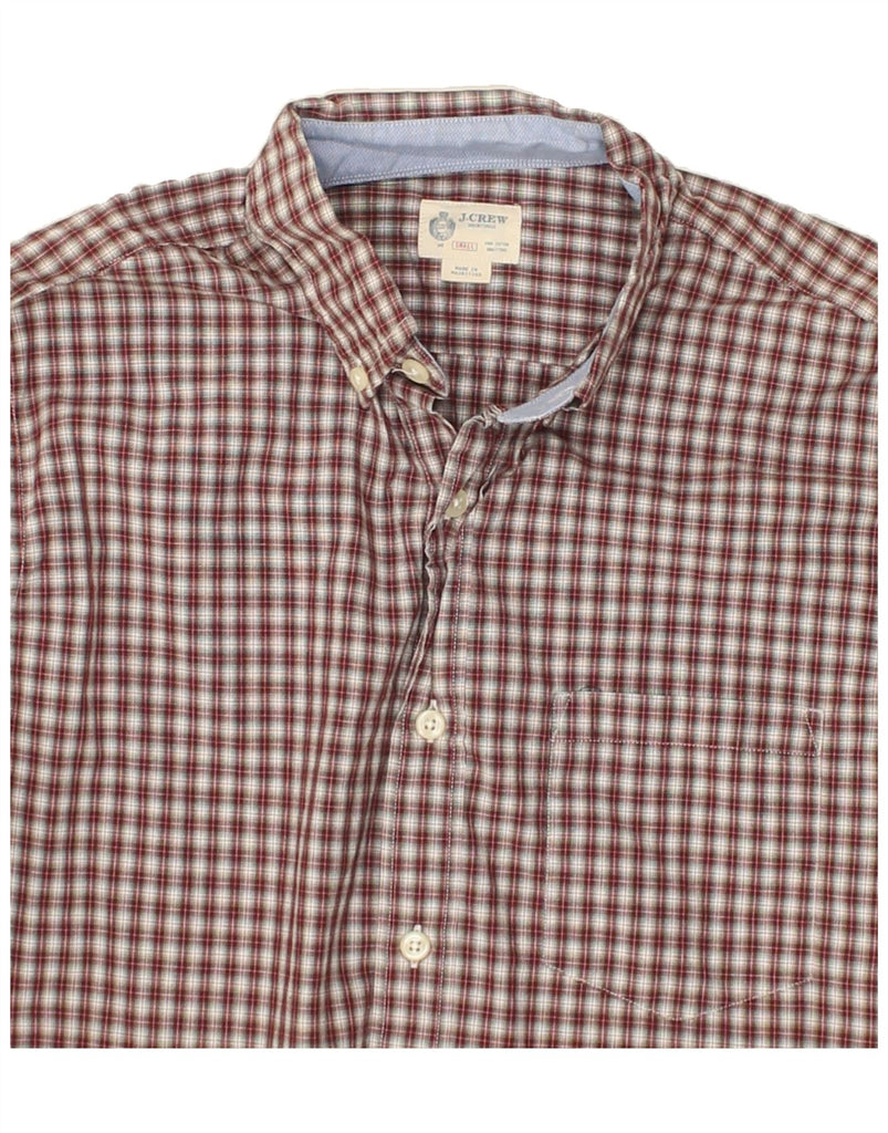 J. CREW Mens Shirt Small Maroon Check Cotton | Vintage J. Crew | Thrift | Second-Hand J. Crew | Used Clothing | Messina Hembry 