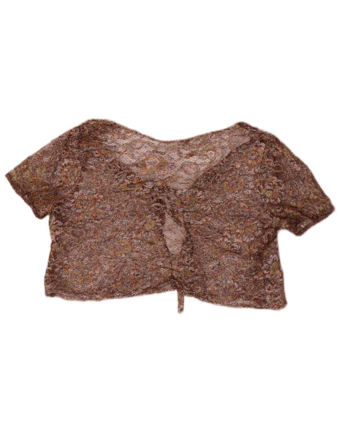 Vintage Womens Crop Bolero Top UK 12 Medium Multicoloured Floral
