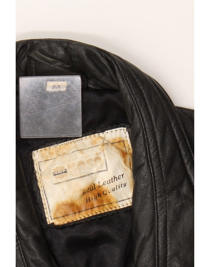 Vintage Mens Leather Jacket UK 38 Medium Black Leather