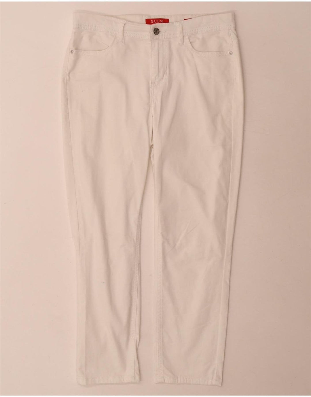 Guess Womens Slim Cropped Trousers W28 L25 White Cotton