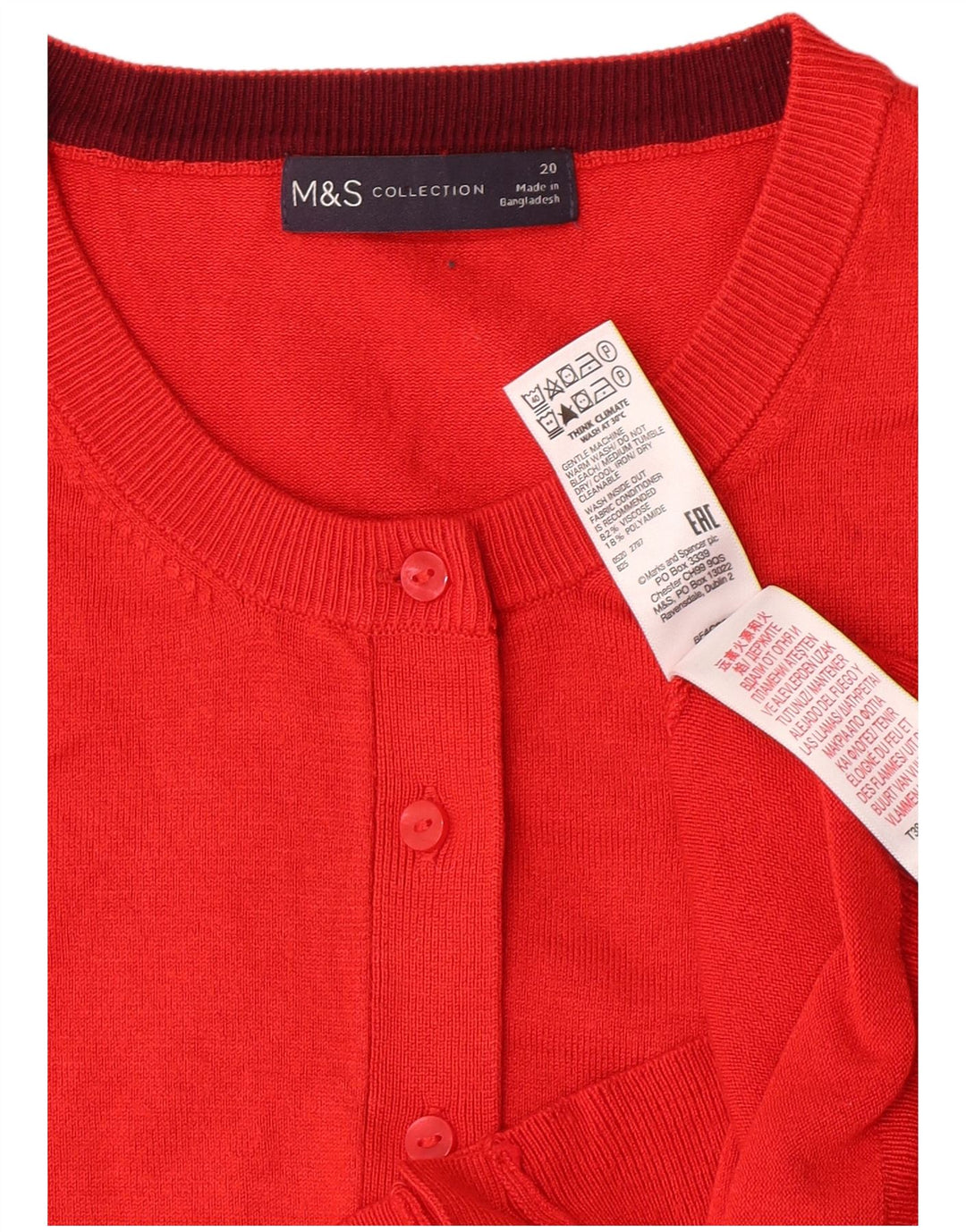 Marks & Spencer Womens Cardigan Sweater UK 20 2XL Red Viscose