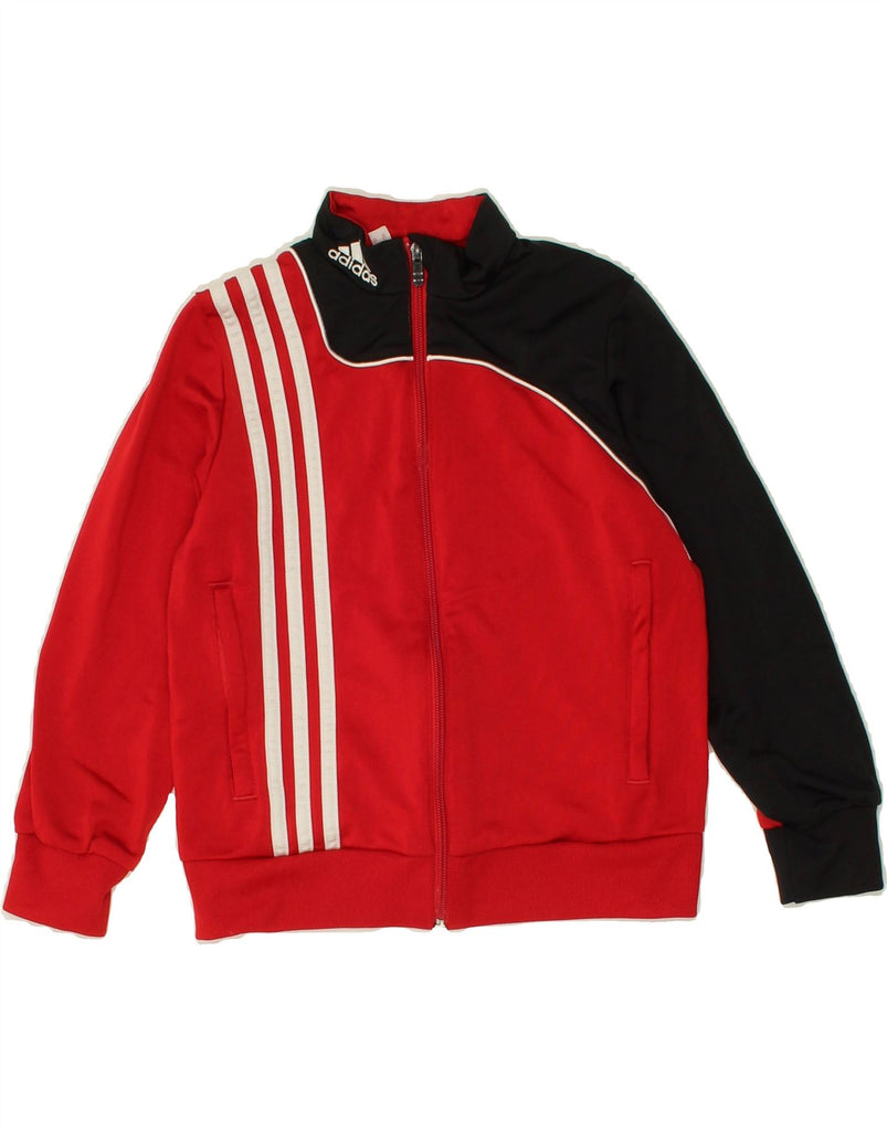 ADIDAS Boys Tracksuit Top Jacket 7-8 Years Red Colourblock Polyester | Vintage Adidas | Thrift | Second-Hand Adidas | Used Clothing | Messina Hembry 