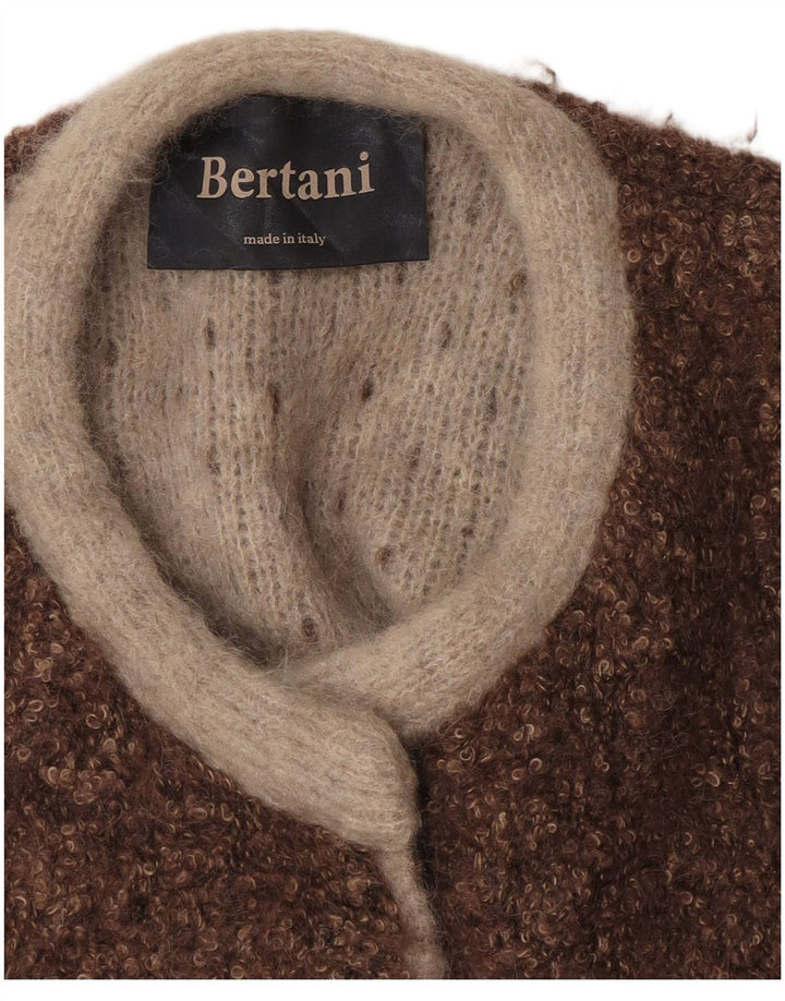 Vintage Womens Sleeveless Open Cardigan Sweater UK 14 Medium Brown