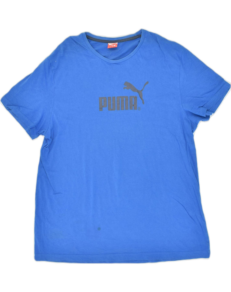 PUMA Mens Graphic T-Shirt Top 2XL Blue Cotton | Vintage Puma | Thrift | Second-Hand Puma | Used Clothing | Messina Hembry 