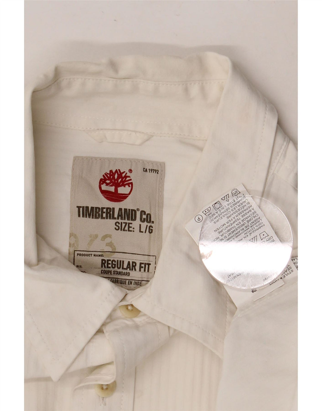 TIMBERLAND Mens Regular Fit Shirt Large White Cotton