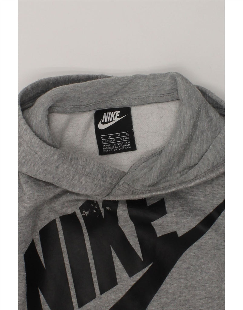 NIKE Boys Graphic Hoodie Jumper 5-6 Years Medium  Grey Cotton | Vintage Nike | Thrift | Second-Hand Nike | Used Clothing | Messina Hembry 