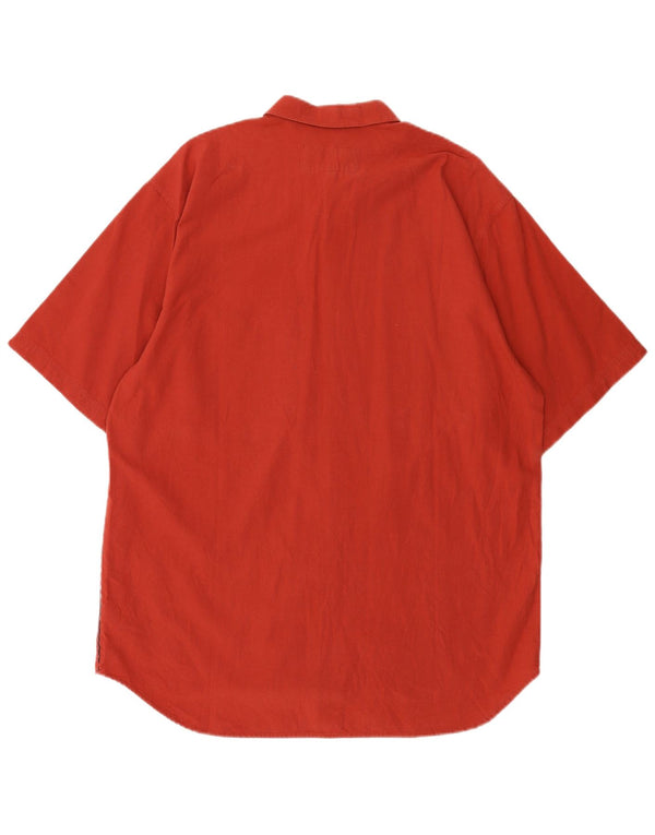 Quiksilver Mens Short Sleeve Shirt Medium Red Striped Cotton