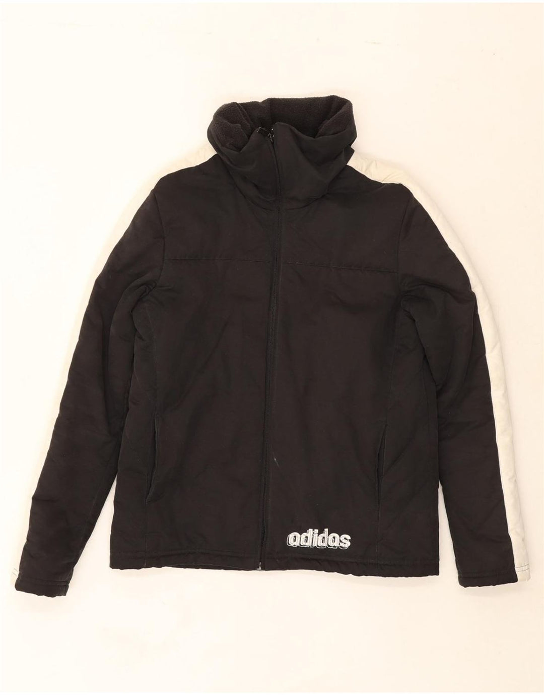 ADIDAS Womens Padded Jacket UK 12 Medium Black Colourblock Polyester Vintage Adidas and Second-Hand Adidas from Messina Hembry 