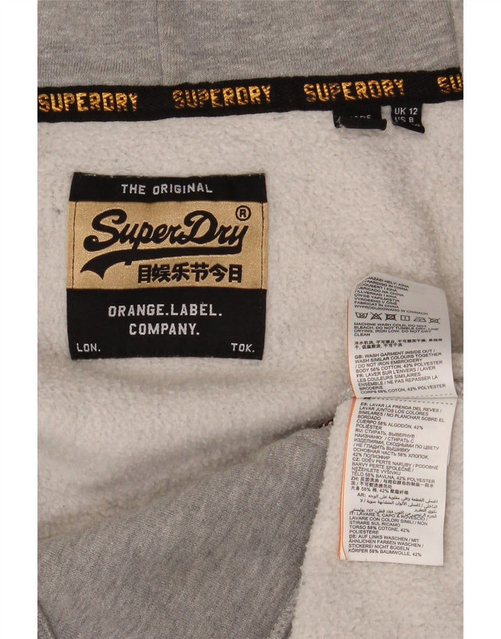 Superdry Womens Zip Hoodie Sweater UK 12 Medium  Grey Cotton