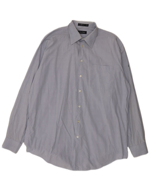 Nautica Mens Shirt Size 16 Large Blue Houndstooth Cotton