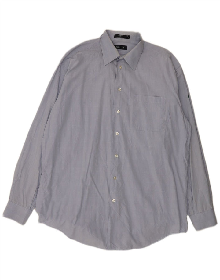 Nautica Mens Shirt Size 16 Large Blue Houndstooth Cotton