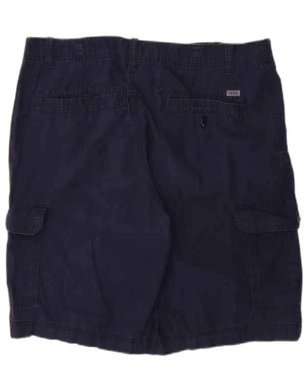 Izod Mens Cargo Shorts W34 Large Navy Blue Cotton
