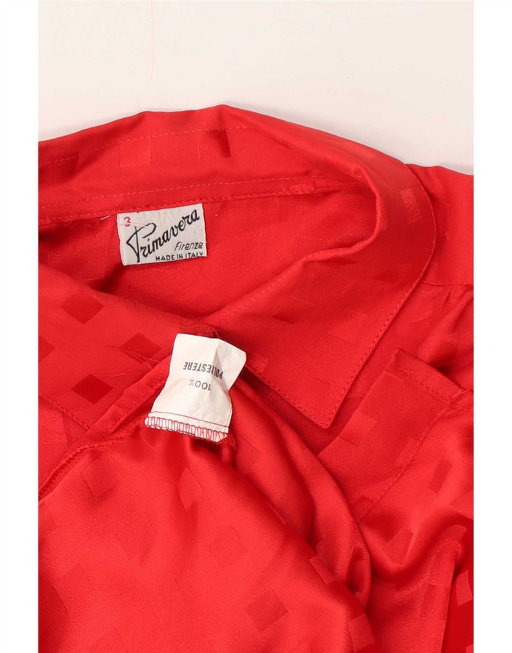 Primavera Firenze Womens Shirt Blouse UK 16 Large Red Geometric Polyester