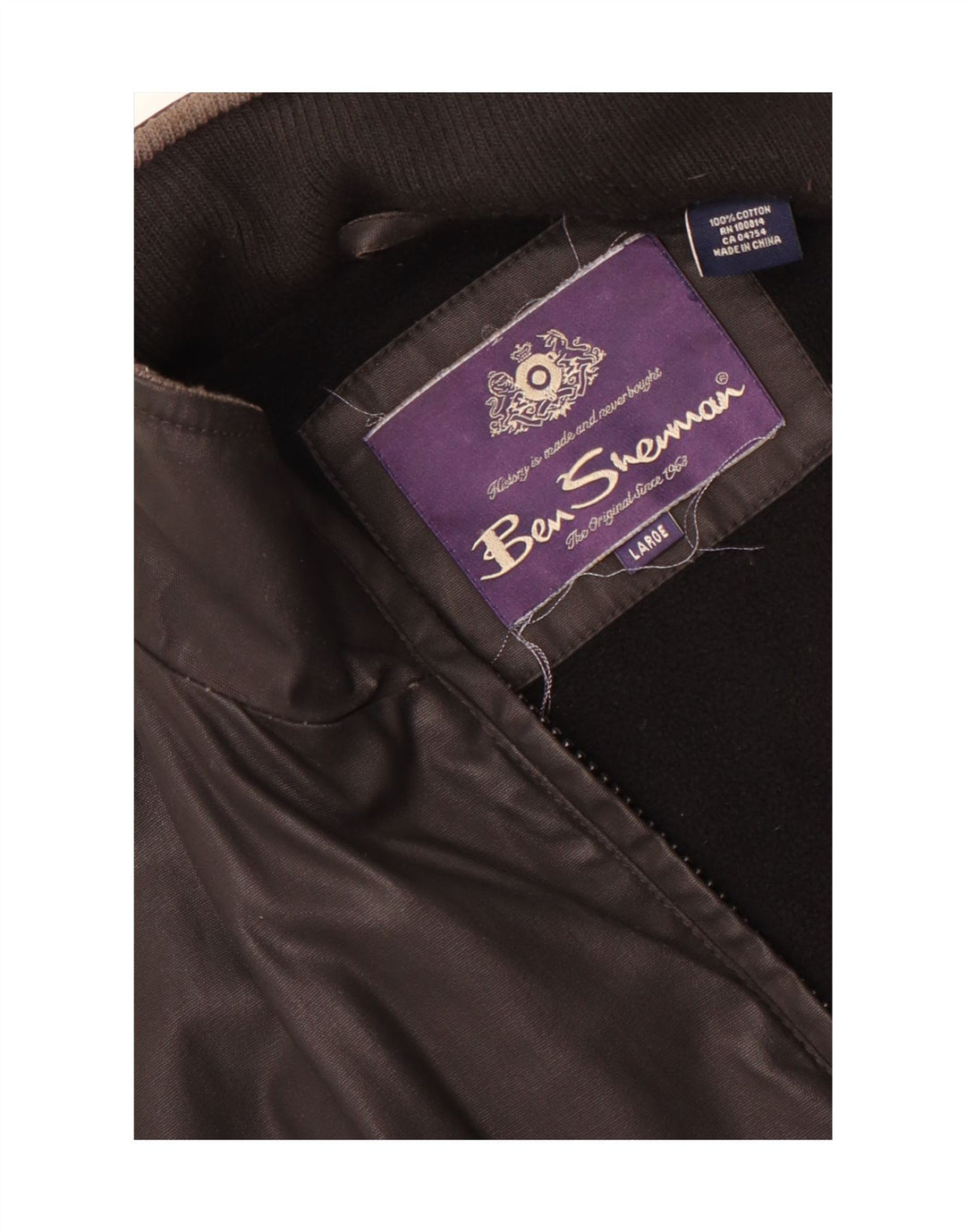 Ben Sherman Mens Graphic Bomber Jacket UK 40 Large Black Cotton