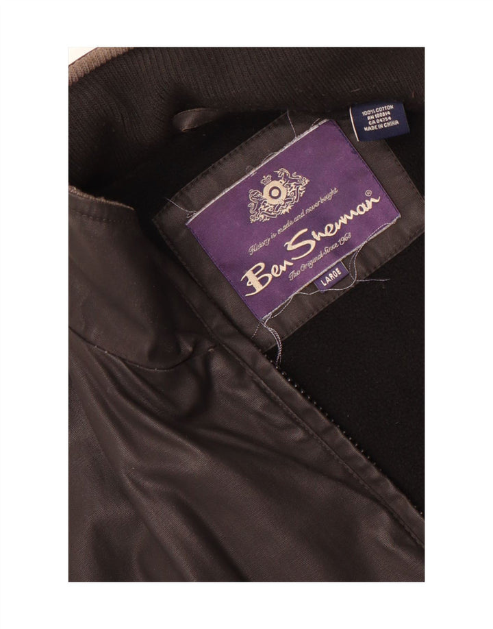 Ben Sherman Mens Graphic Bomber Jacket UK 40 Large Black Cotton
