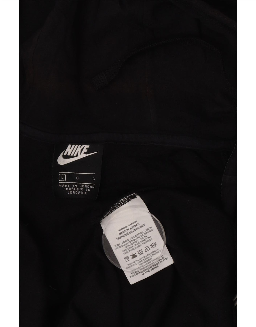 Nike Mens Zip Hoodie Sweater Large Black Cotton
