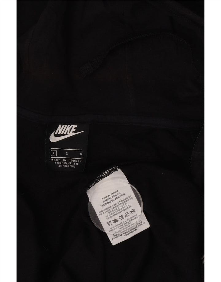 Nike Mens Zip Hoodie Sweater Large Black Cotton