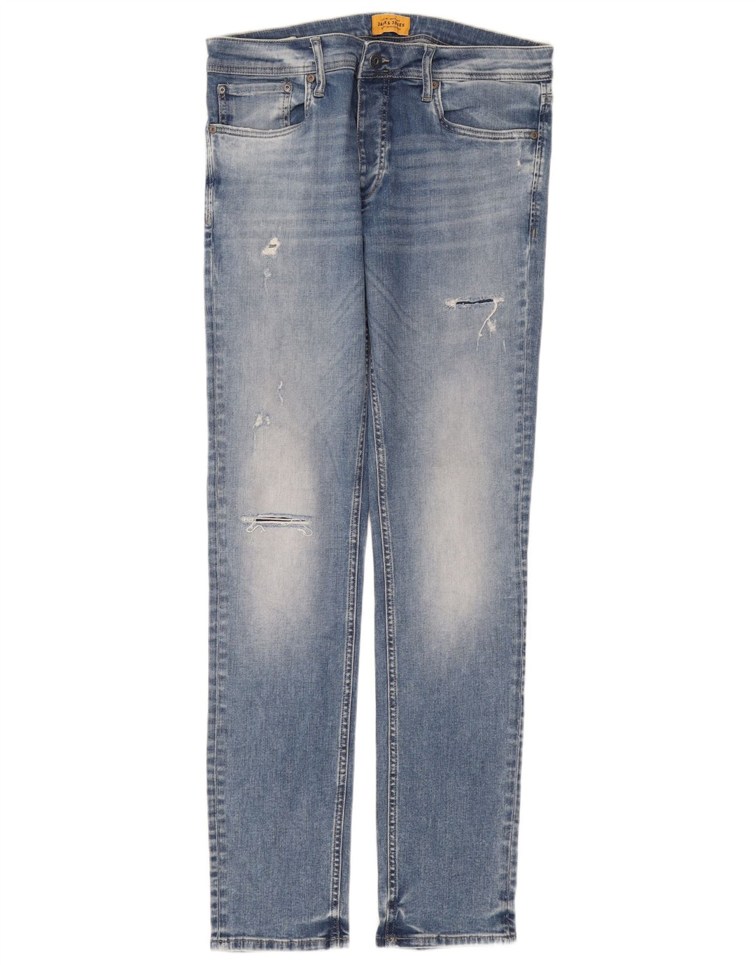 Jack & Jones Mens Distressed Slim Jeans W33 L34 Blue Cotton