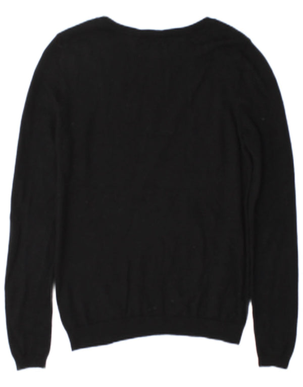 Reiss Womens Boat Neck Jumper Sweater UK 14 Medium Black Wool