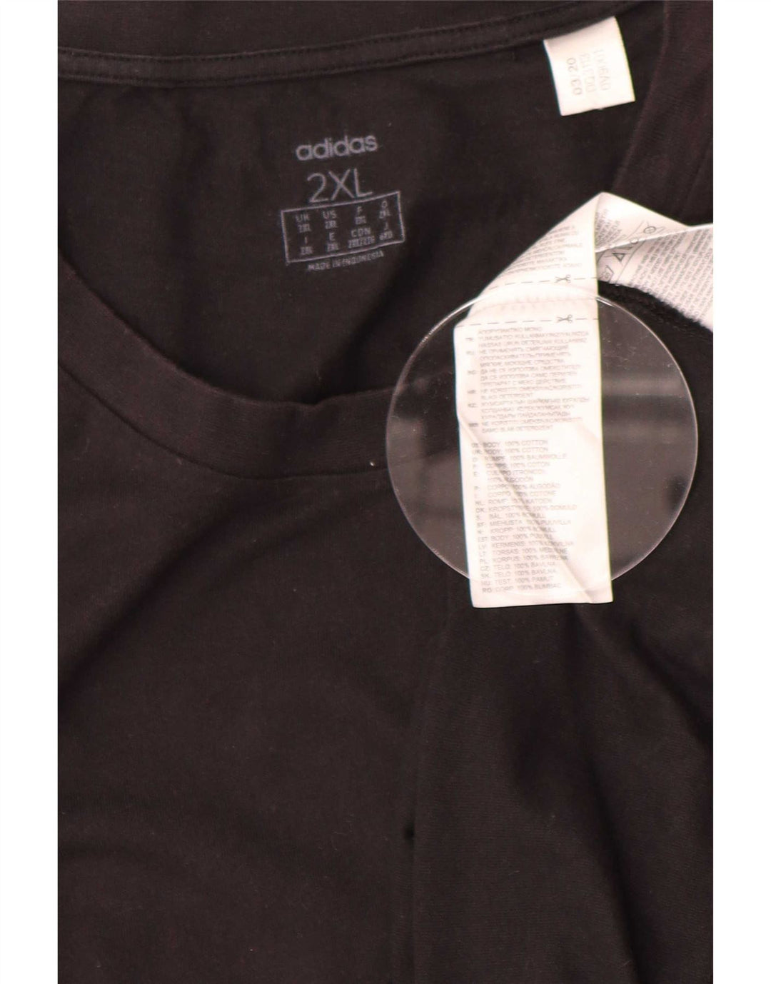 Adidas Mens T-Shirt Top 2XL Black Cotton