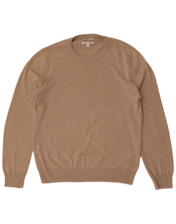 Marks & Spencer Mens Crew Neck Jumper Sweater Medium Beige Cotton