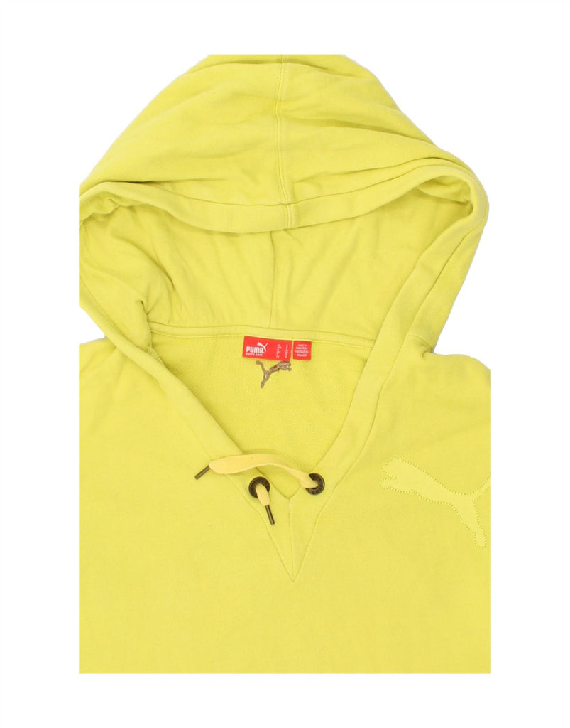 PUMA Womens Graphic Hoodie Jumper UK 10 Small  Yellow | Vintage Puma | Thrift | Second-Hand Puma | Used Clothing | Messina Hembry 