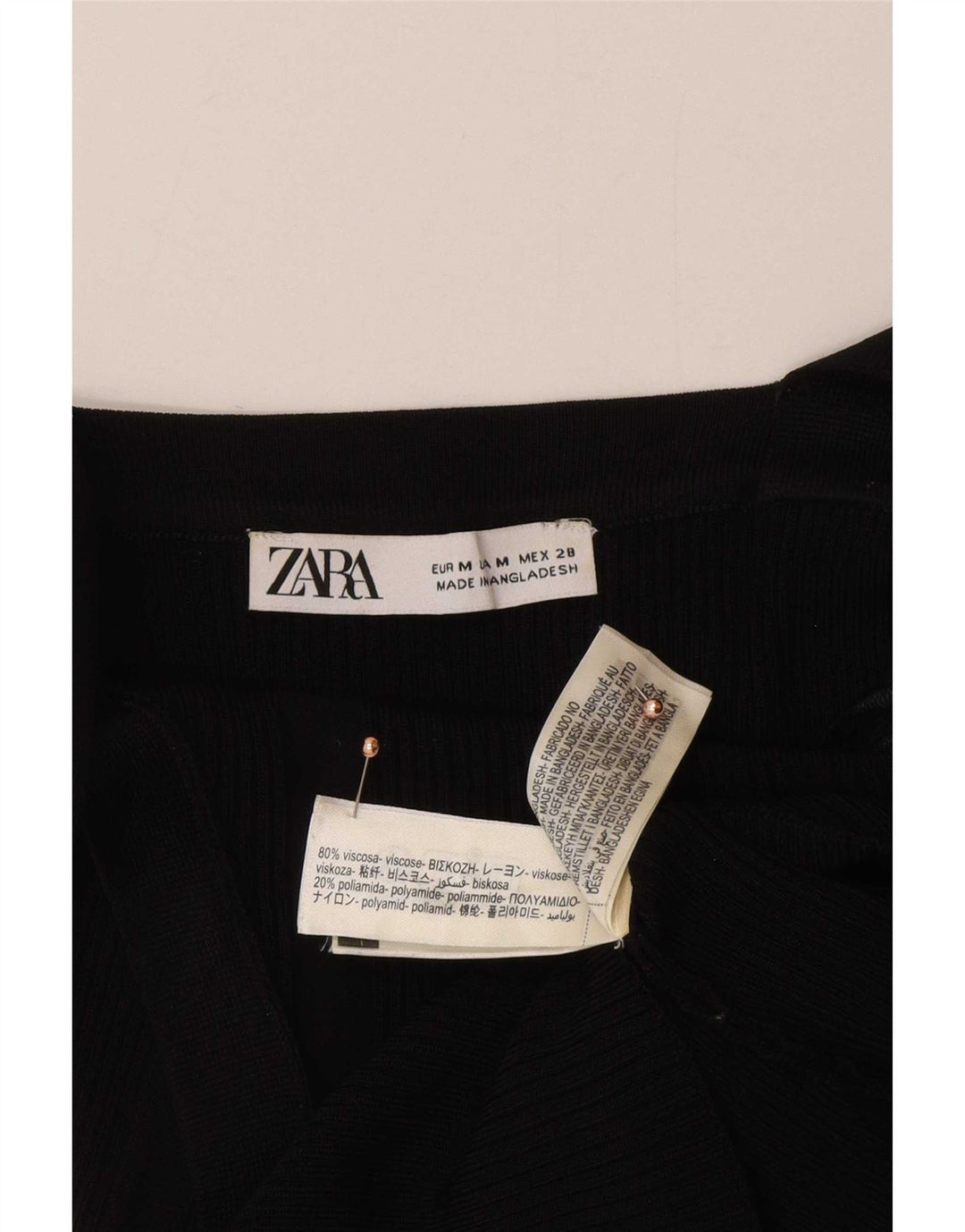 Zara Womens Crop Cami Top UK 12 Medium Black Viscose