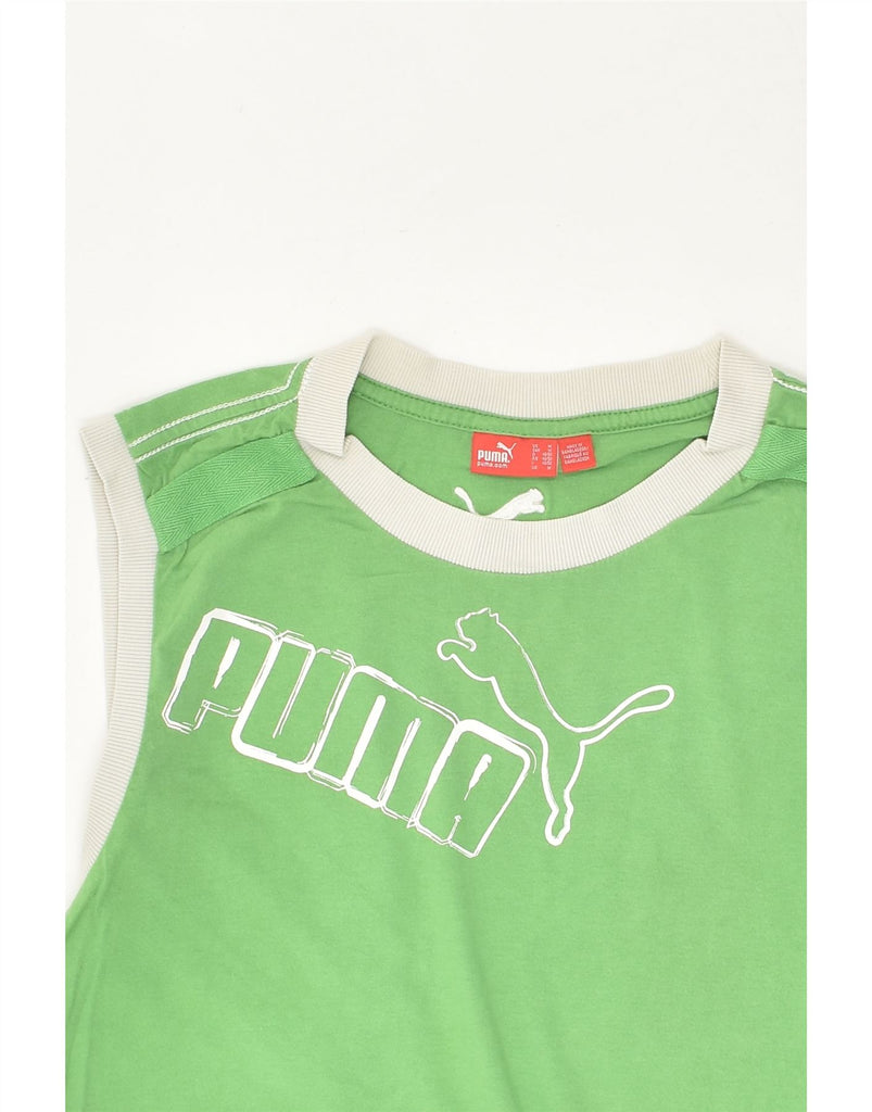 PUMA Mens Graphic Vest Top Medium Green Cotton | Vintage Puma | Thrift | Second-Hand Puma | Used Clothing | Messina Hembry 