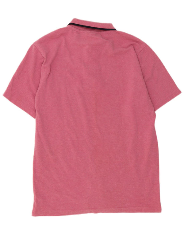 Diadora Mens Polo Shirt Small Pink Striped Polyester