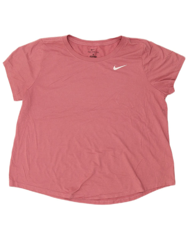 NIKE Womens Dri Fit T-Shirt Top UK 18 XL Pink Polyester