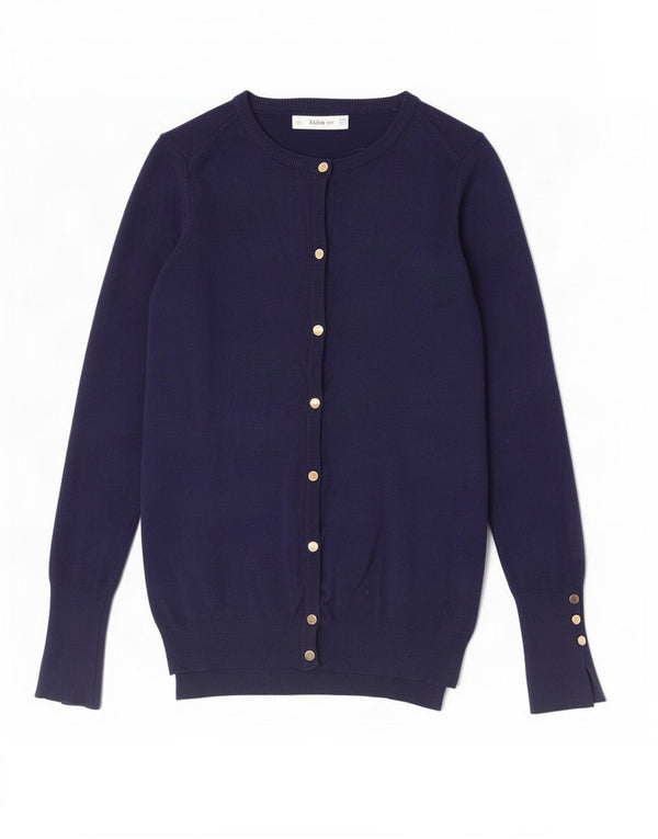 Zara Womens Cardigan Sweater UK 10 Small Navy Blue Viscose