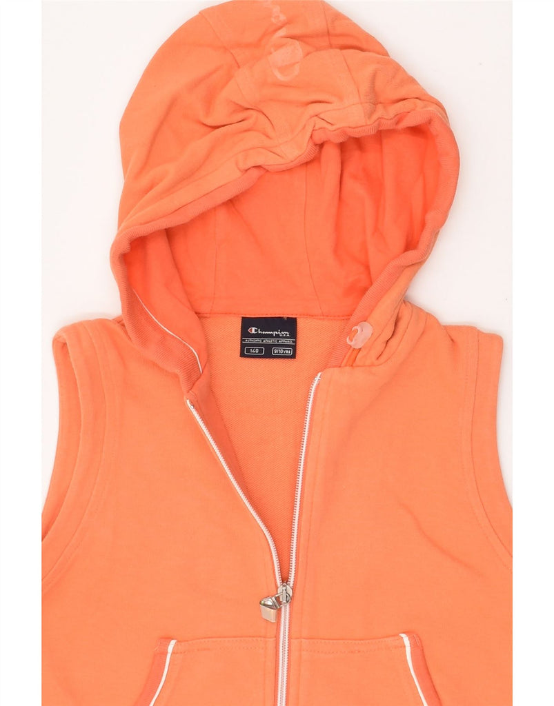 CHAMPION Boys Sleeveless Zip Hoodie Sweater 9-10 Years Orange Cotton | Vintage Champion | Thrift | Second-Hand Champion | Used Clothing | Messina Hembry 