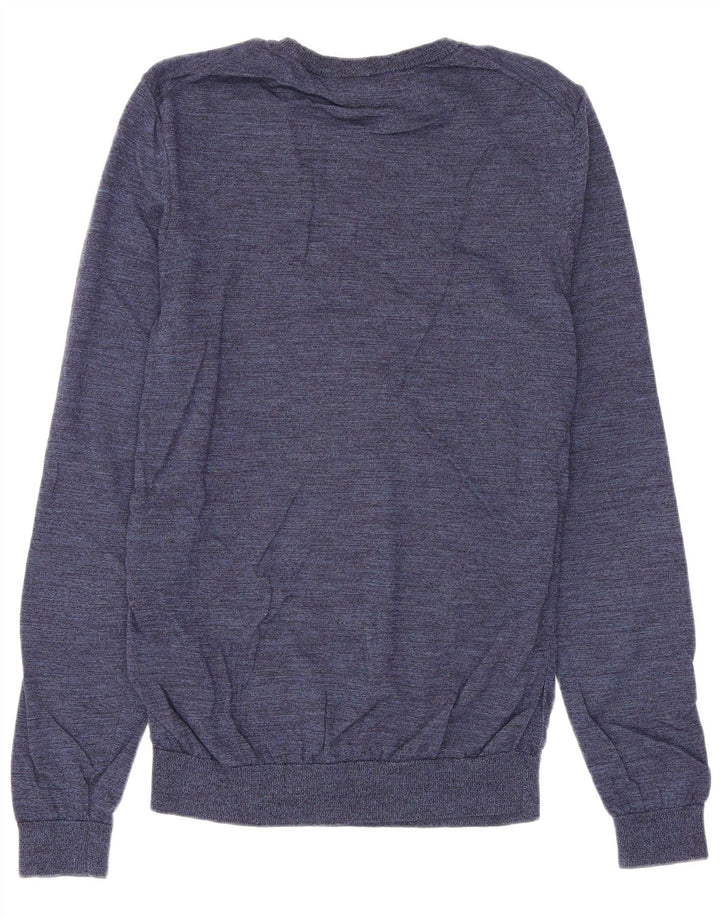 Hugo Boss Mens Crew Neck Jumper Sweater Medium Navy Blue Wool
