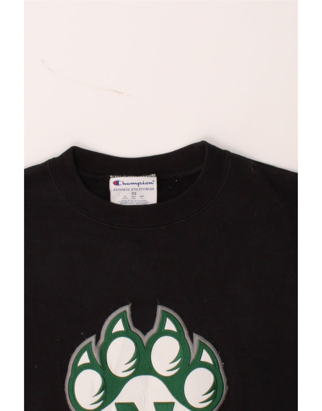 CHAMPION Mens Graphic Sweatshirt Jumper XS Black Cotton Vintage Champion and Second-Hand Champion from Messina Hembry 
