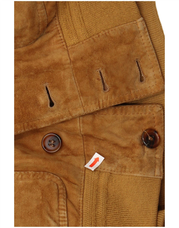 FORESTER Mens Suede Bomber Jacket IT 52 XL Brown Leather