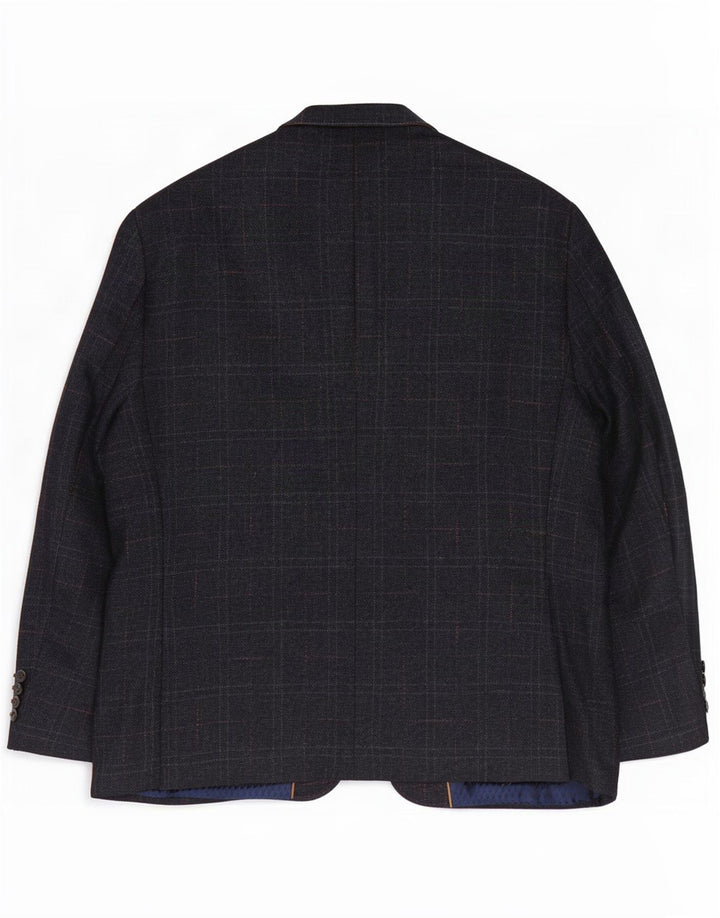 Douglas Mens 2 Button Blazer Jacket UK 44 2XL Navy Blue Check Wool