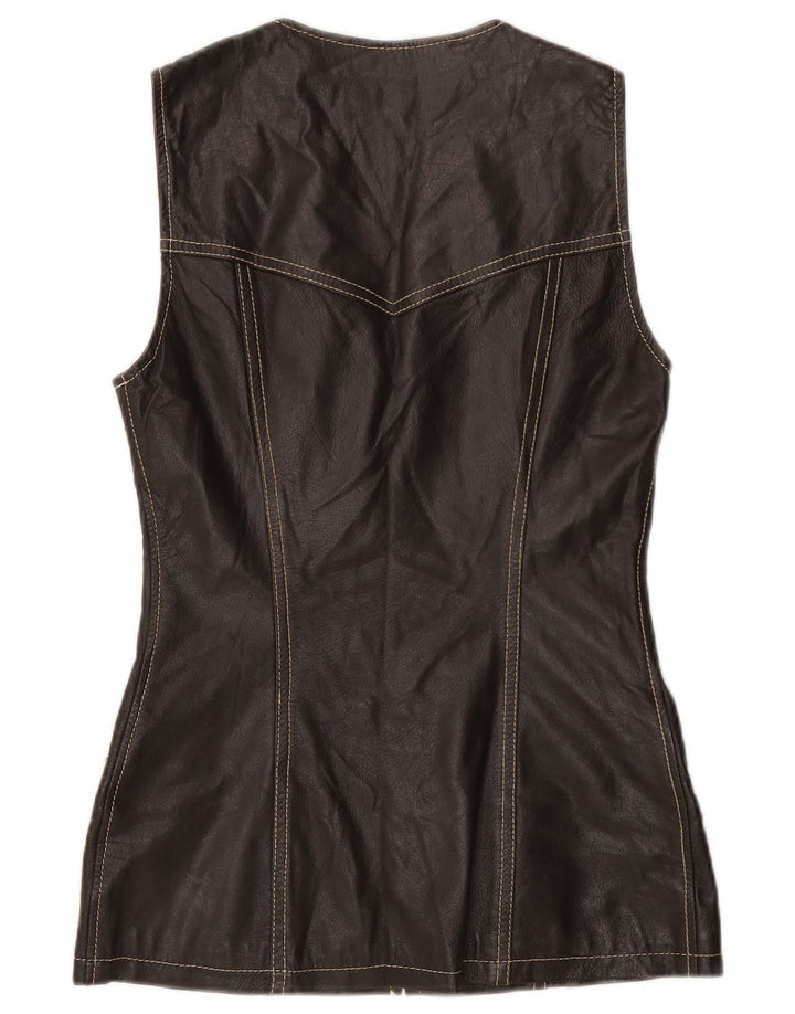 Phard Womens Leather Gilet UK 12 Medium Brown Leather