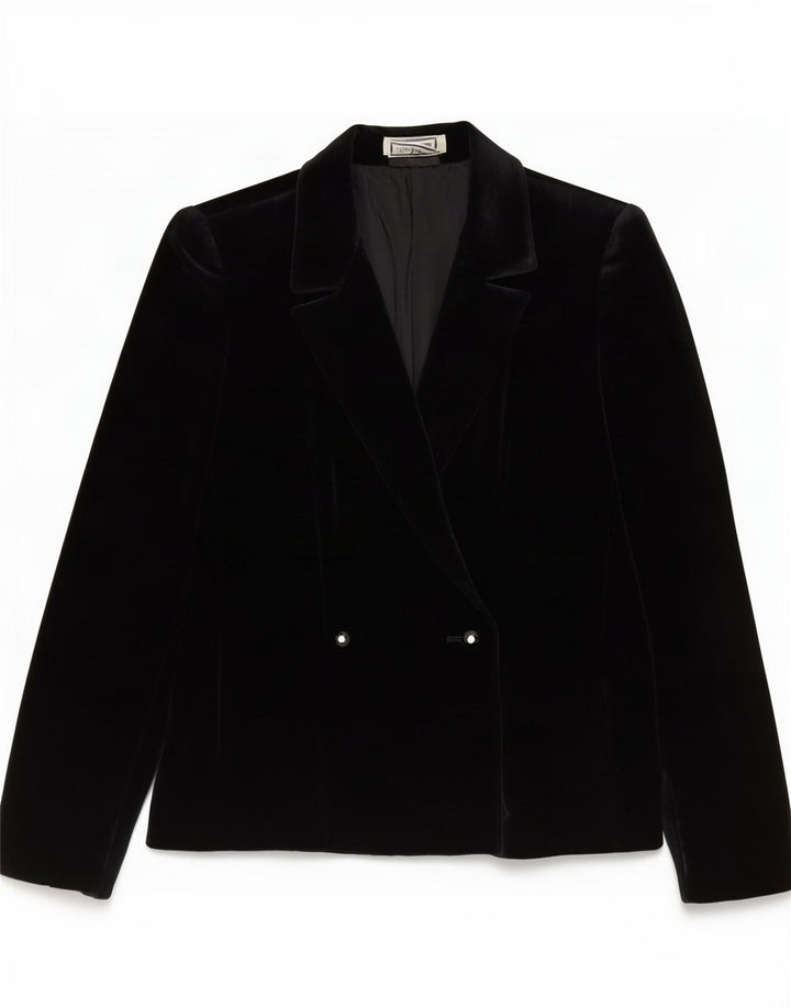 Luisa Spagnoli Womens Velvet Blazer Jacket IT 42 Medium Black
