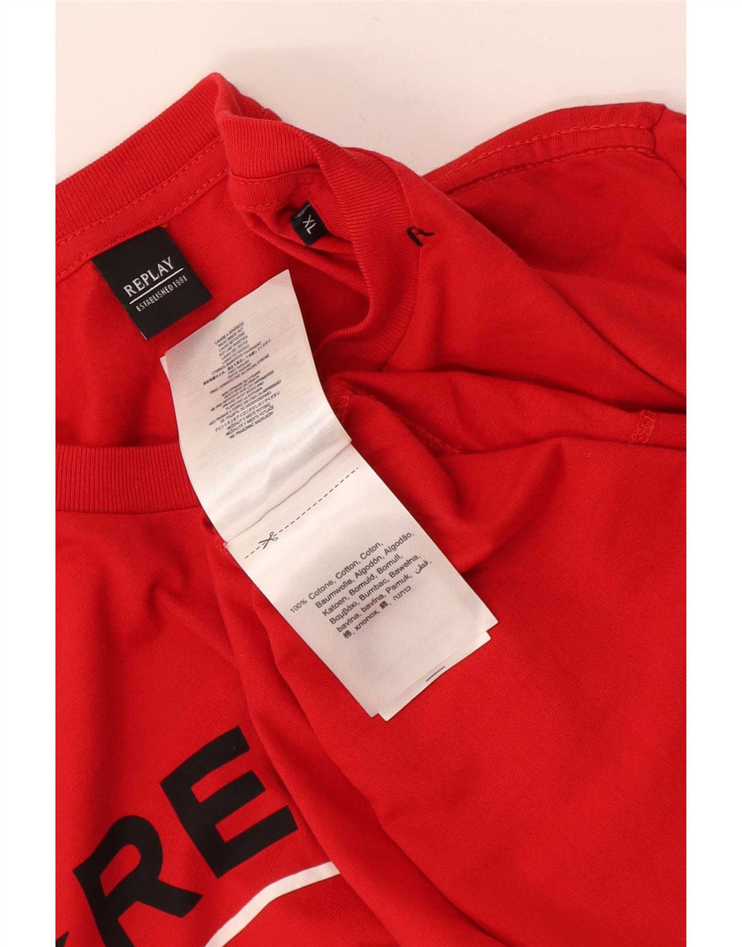 Replay Mens Graphic T-Shirt Top XL Red Cotton