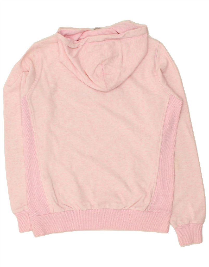 CHAMPION Womens Graphic Hoodie Jumper UK 16 Large Pink Colourblock Cotton Vintage Champion and Second-Hand Champion from Messina Hembry 