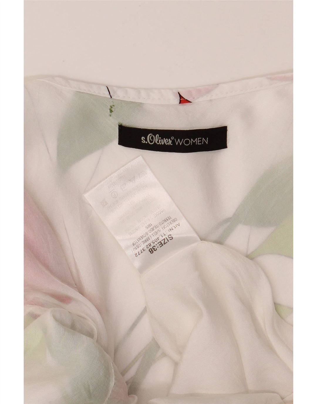 S.OLIVER Womens Sleeveless A-Line Dress EU 38 Medium White Floral Visc ...