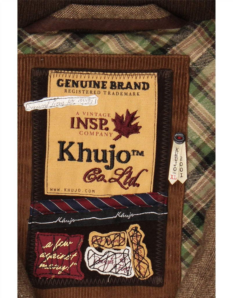 KHUJO Womens Hooded Padded Gilet UK 18 XL Brown Colourblock Vintage KHUJO and Second-Hand KHUJO from Messina Hembry 