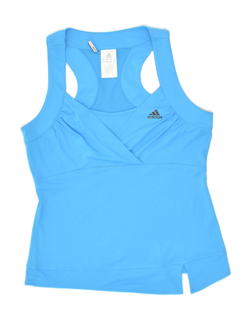 ADIDAS Womens Vest Top UK 16 Large Blue Polyester | Vintage Adidas | Thrift | Second-Hand Adidas | Used Clothing | Messina Hembry 