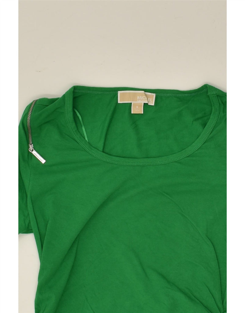 MICHAEL KORS Womens Top Long Sleeve UK 10 Small Green Cotton | Vintage Michael Kors | Thrift | Second-Hand Michael Kors | Used Clothing | Messina Hembry 