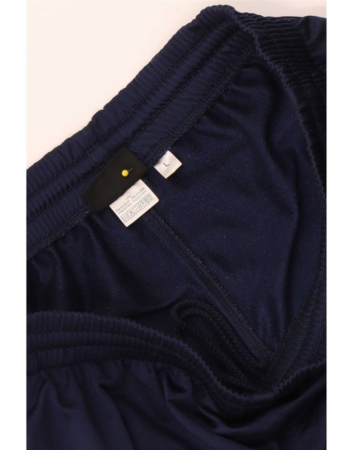 Asics Mens Crop Tracksuit Trousers Large Navy Blue Polyester