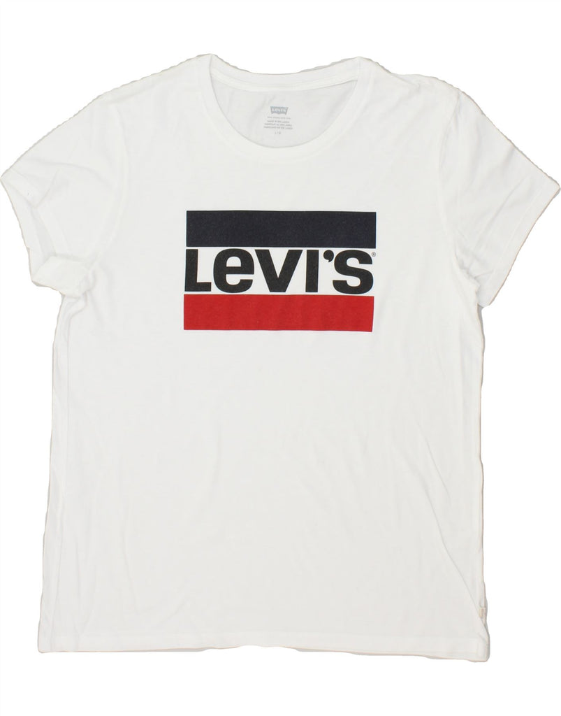 LEVI'S Womens Graphic T-Shirt Top UK 16 Large White Cotton | Vintage Levi's | Thrift | Second-Hand Levi's | Used Clothing | Messina Hembry 