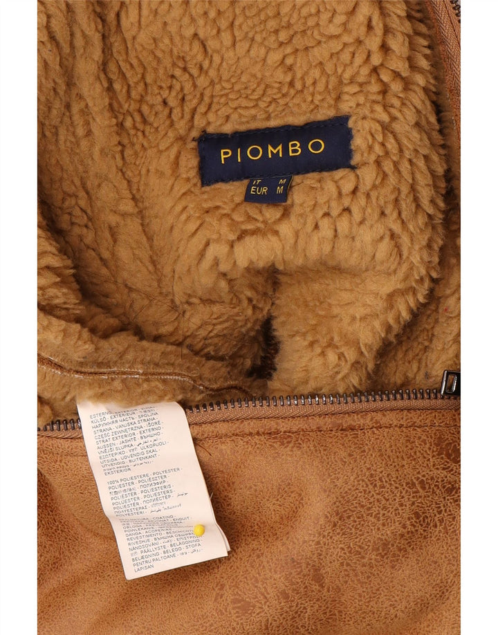 Piombo Mens Faux Fur Sherpa Jacket UK 38 Medium Beige Polyester